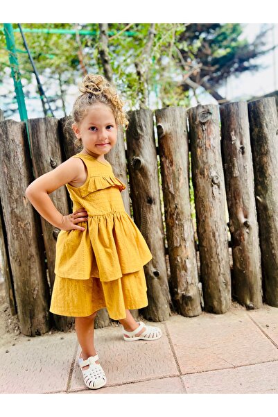 DİVİSTA Kız Çocuk %100 Pamuk Fırfırlı Elbise