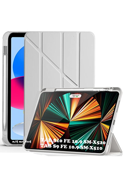 m.tk moveteck Galaxy Tab S9 Fe/s10 Fe/S10 Lite 10.9 Kılıf Kalem Bölmeli Katlanır Standlı Yumuşak Silikon (UYUMLU)