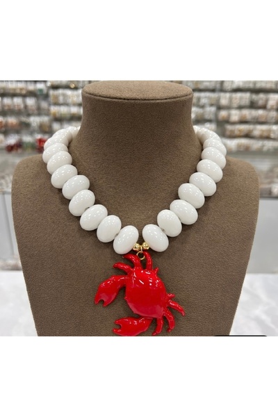 mibrillo Brand Equivalent Crab Bead Necklace Summer Trend Necklace