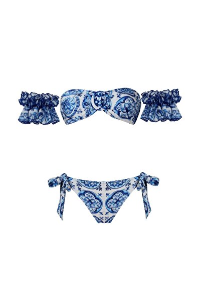 Nur Karaata Marigold Bleu Blanc Low Waist Bikini