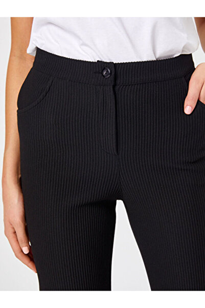 Faik Sönmez Kendinden Fitilli Straight Fit Örme Pantolon 68519