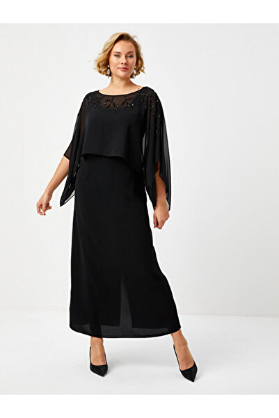 Faik Sönmez Dlouhé večerní šaty z šifonových čepic s korálky a drahokamy 68103