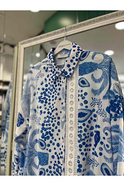 MERAM BUTİK Zühre Gli̇nt Tunic - Blue - 44