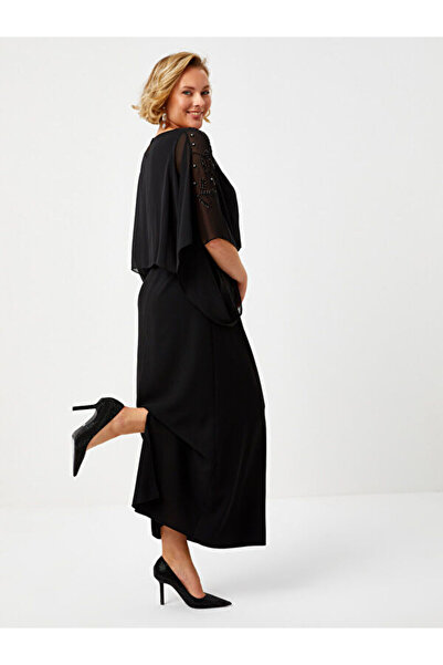 Faik Sönmez Dlouhé večerní šaty z šifonových čepic s korálky a drahokamy 68103