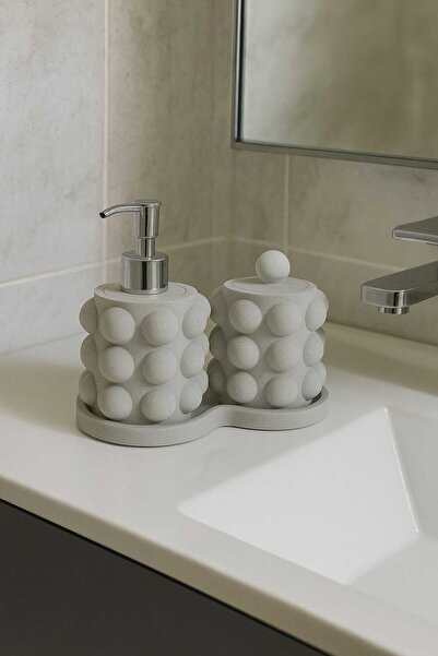 Karra Art مجموعة موزع الصابون السائل باللون الرمادي الخرساني