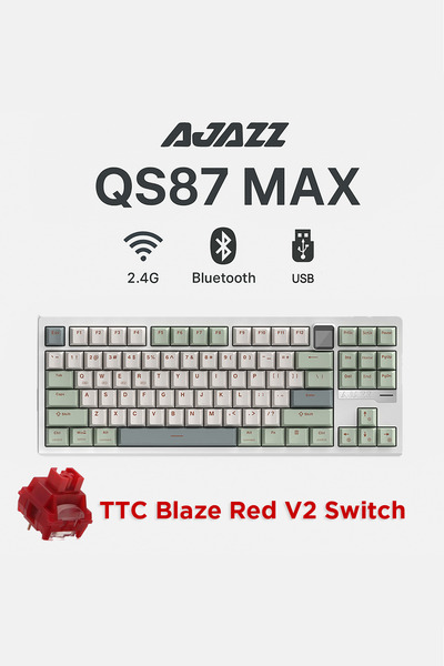 Ajazz QS87 Max 3 Modlu Bağlantı, Alüminyum Alaşım, 87 Tuş, TFT Ekranlı, 8000 ...