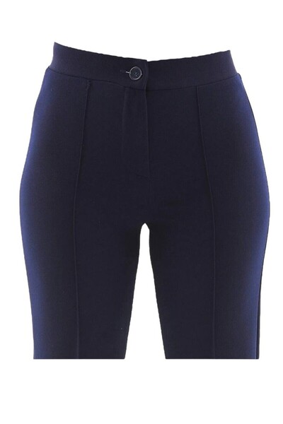 Sevda Kılınç Large Size Striped Crepe Fabric Trousers