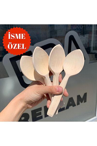 SALVADOR Ankara Gürgen Ağacı Oyun Kaşığı Takımı (İSME ÖZEL) (4 ADET)