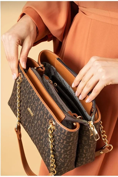 Just Polo Original Genuine Women's 3-Compartment Chain Detailed Adjustable St...