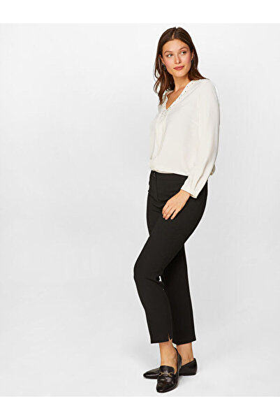 Faik Sönmez Kadın Siyah Fit Krep Pantolon 00049