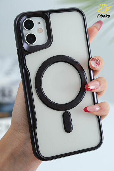 Fibaks İphone 12/12 Pro Uyumlu Kılıf Prizma Kamera Çıkıntılı Magsafe Şarj Destekli Mat Renkli Şeffaf Kapak