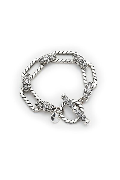 Mon Reve Crystal Link Charm Gümüş Kaplama Zirkon Bilezik