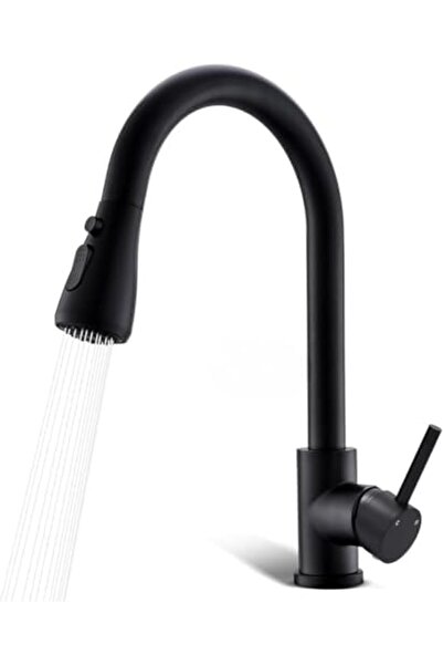 Vito Modern kitchen faucet with pull-out sprayer, 360-degree rotation, matte black, 36-inch height
