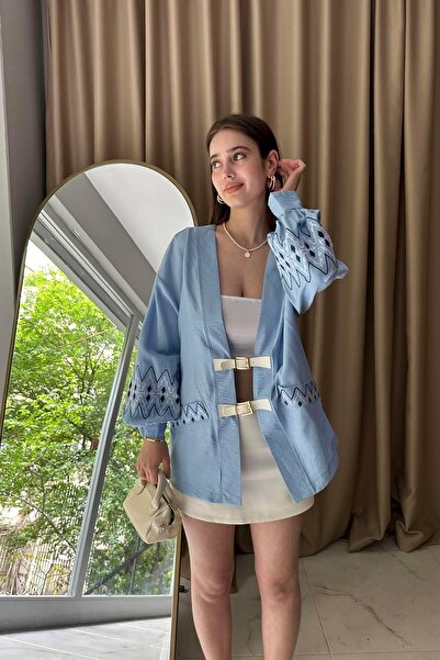 lizge giyim مقبض حزام جلدي مطرز بتفاصيل كيمونو