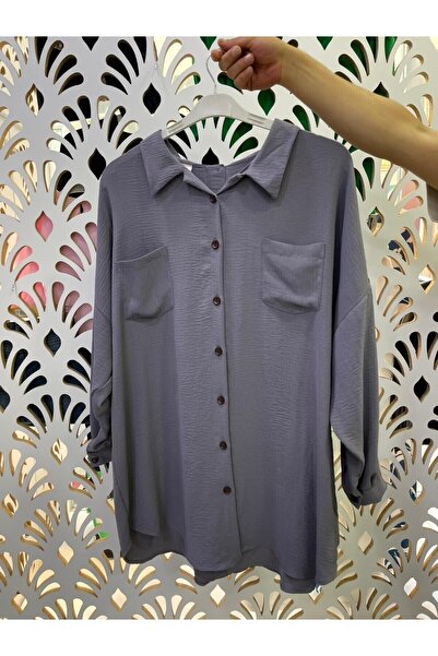 Sevda Kılınç Large Size Double Color Ayrobin Shirt