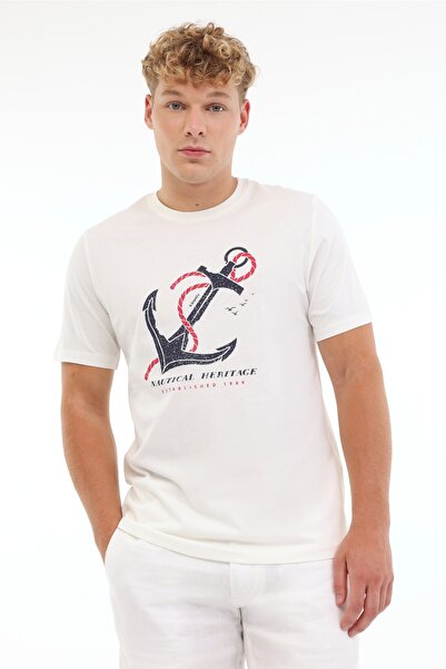 Kinetix تي شيرت ML TENAV 11MRN201 5FX أبيض للرجال بأكمام قصيرة