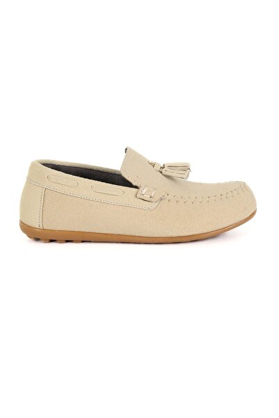 SIRRI Erkek Çocuk Süet Loafer Fildişi Krem Ayakkabı