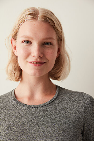 Penti Dark Grey Melange Fitted Long Sleeve Üst