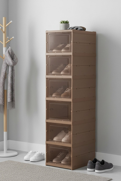 EVLE 6 Katlı, Katlanabilir Ayakkabılık, Taşınabilir Çok Amaçlı, Geniş, Katlanabilir Dolap ve Raf