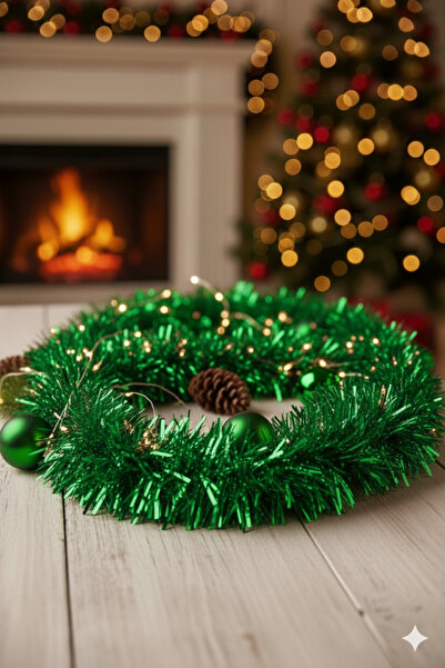 Deniz Party Store ΠΡΑΣΙΝΟ ΧΡΩΜΑ Πρωτοχρονιάτικο Γιρλάντα Στολίδι Δέντρο Μεσαίο Μέγεθος 5 cm 2 m 1 τεμ.