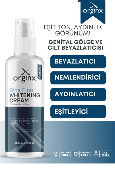 Orginx Genital Bölge ve Cilt Beyazlatıcı, Ton Eşitleyici Leke Kremi Niacinamide & Arbutin 100 ml