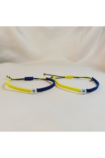 Crystal Atelier Yellow and Navy Blue Heart Handmade Macrame Bracelet – Adjust...