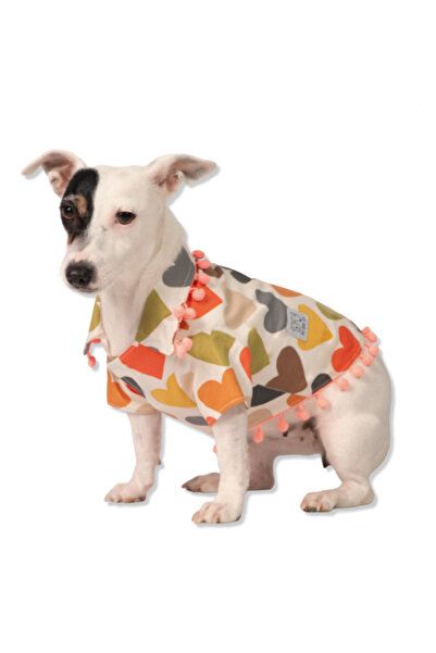 Oli and Lui Cream Colored Heart Pompom Dog Shirt – Cute & Stylish for 4 Seasons