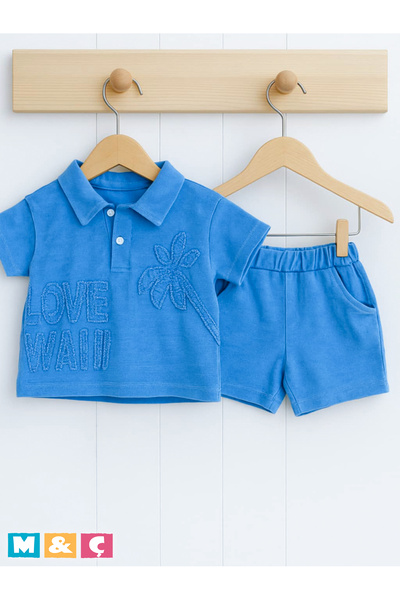 MÇ FAMİLY STORe Summer Baby Boy Polo Collar T-Shirt and Shorts Palm Pattern Shorts Track Suits