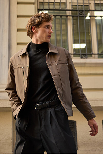 Danger Мъжко палто с капитонирана подплата, кафяво