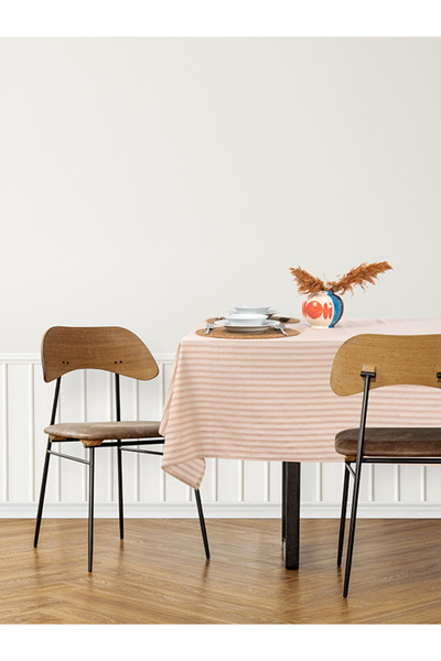 fersuay مفرش طاولة من الكتان الطبيعي من القطن المخطط