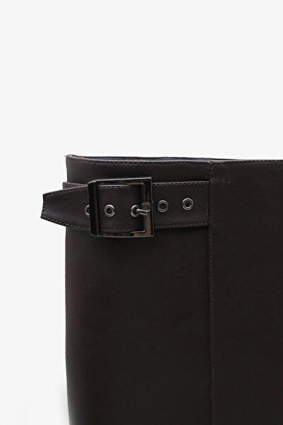 LOJO Női térd alatti csizma övcsattal, mindennapi használatra, Sassari barna