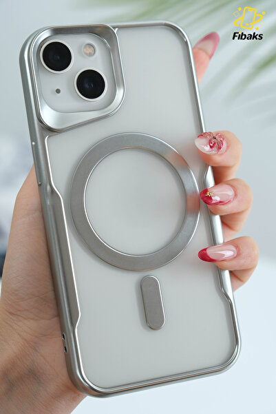 Fibaks Iphone 13 - 14 - 15 Kılıf Prizma Kamera Çıkıntılı Magsafe Şarj Destekli Mat Renkli Şeffaf Kapak