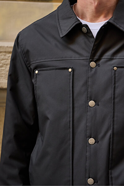 Danger Чоловічий модельний капюшонний пальто-жакет чорний