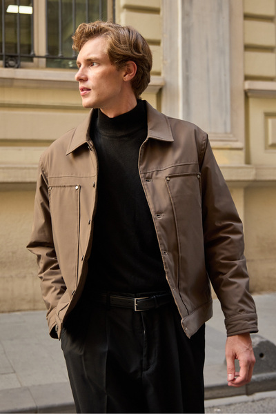 Danger Men's Model Quilted Coat Jacket Brown