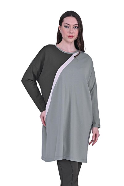 Invee İnvee 7048 Color Block Knitwear Tunic - Gray