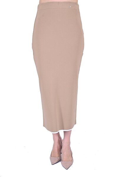 Invee Плетена пола CAMEL с цветен подгъв