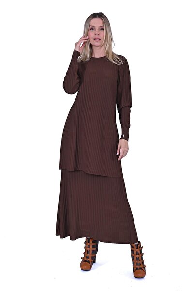 Invee Oluk Triko Tunik BROWNİ