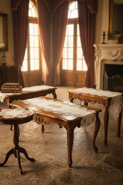 Çt Çeyizci Tekstil Кадифевий комплект для вітальні - 5 предметів, скатертина ...