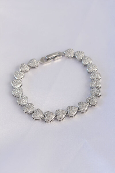 Lisinya سوار من سلسلة Vip مصنوع من النحاس والزركون باللون الفضي على شكل قلب -...