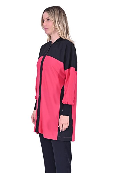 Invee İNVEE 6121 Desenli Viskon Gömlek - Pembe