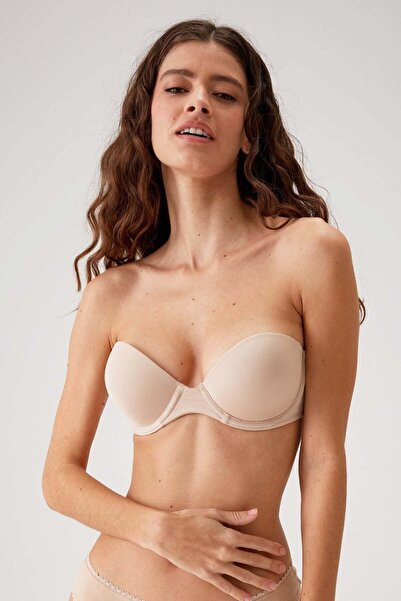 Pierre Cardin 2'li Ekonomik Paket Siyah-ten 6806 Vicenza Ekstra Push Up Dolgulu Straplez T-shirt Sütyen Set