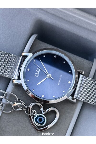 Q&Q Steel Mesh Strap, Waterproof, Silver Color Women's Wristwatch+bracelet