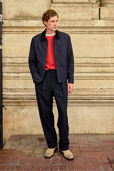 Danger Чоловічий контрастний підкомір пальто-жакет темно-синій