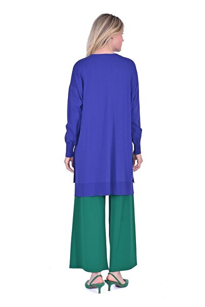 Invee Oversize Renk Detaylı Triko Tunik MORCİVERT