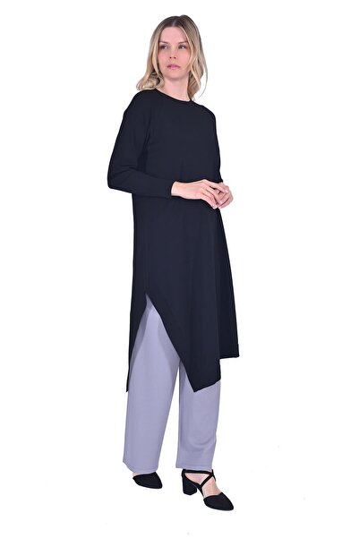Invee Asimetrik Triko Tunik SİYAH