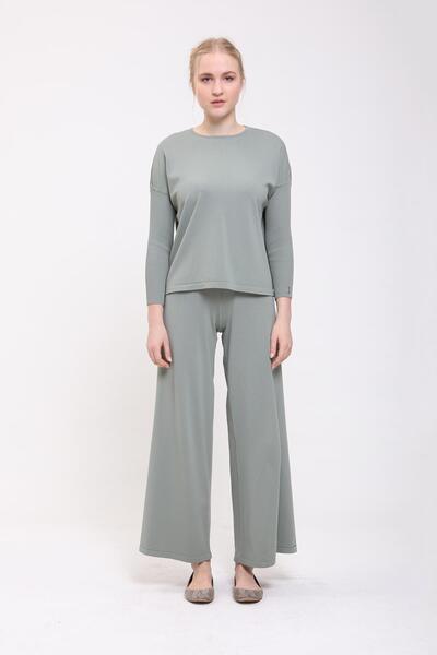 Invee Düz Paça Triko Pantolon KÜFRENGİ