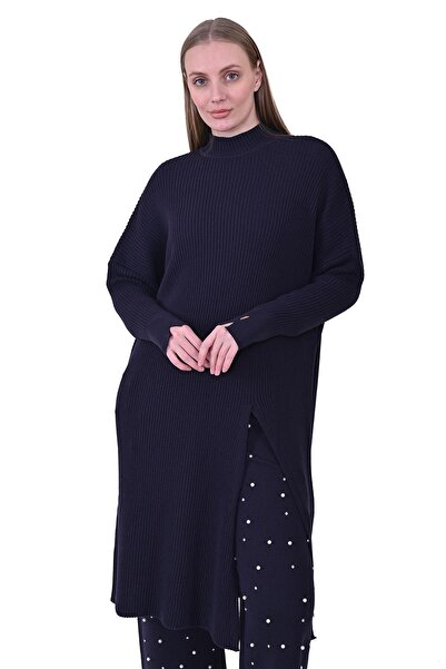 Invee Розріз вовняна туніка СИНЯ