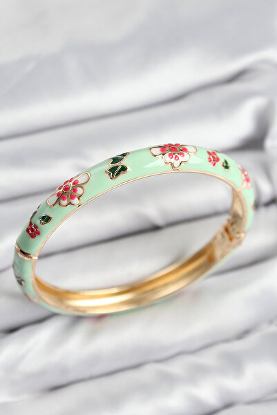 Lisinya أصفاد نسائية ذهبية من مينيلي بتصميم زهرة خضراء مائية - TYGOO