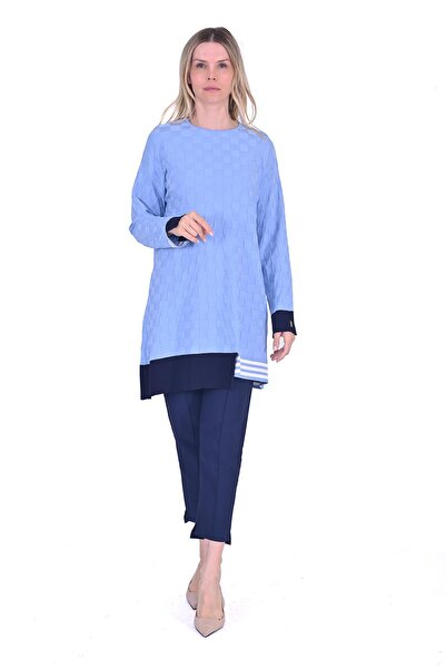 Invee Cutting Sugar Knitwear Tunic Blue
