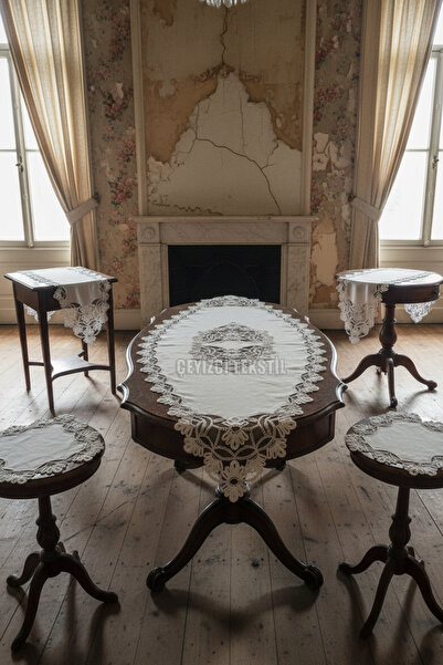 Çt Çeyizci Tekstil Кадифевий комплект для вітальні - 5 предметів, скатертина ...